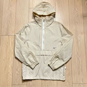 NWT Nike Air Sportswear Beige Hooded 1/2 Zip Pullover Windbreaker Coat Small